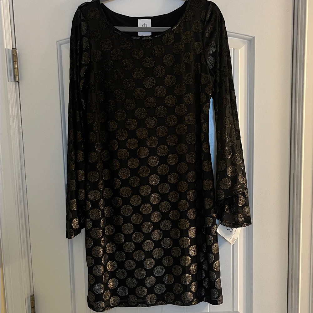 Papillon Blanc Black and Gold Circle Dress